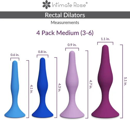 Vista 3 de Ahorra un 10 % en el paquete de 4 entrenadores rectales Intimate Rose - Tamaño 3-6 + mango dilatador y paquete de lubricante Velvet Rose.