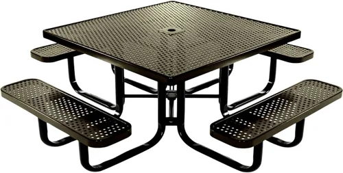 Vista 19 de COATEDOUTDOORFURNITURE Mesa de picnic cuadrada de 46 pulgadas, expandida, color negro