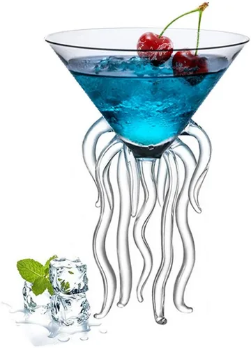 Vista 6 de GAOGAO Vaso de Martini de Pulpo Herramientas de Vaso de Bar de Cóctel Creativo (2 Transparentes)