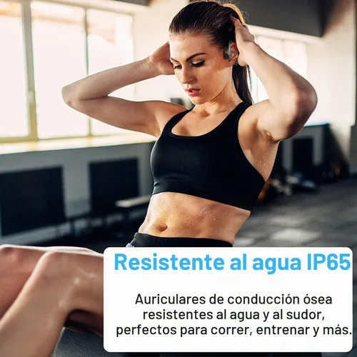 Vista 5 de Auriculares Bluetooth de conducción ósea impermeables Auriculares abiertos Auriculares deportivos inalámbricos a prueba de sudor con micrófono