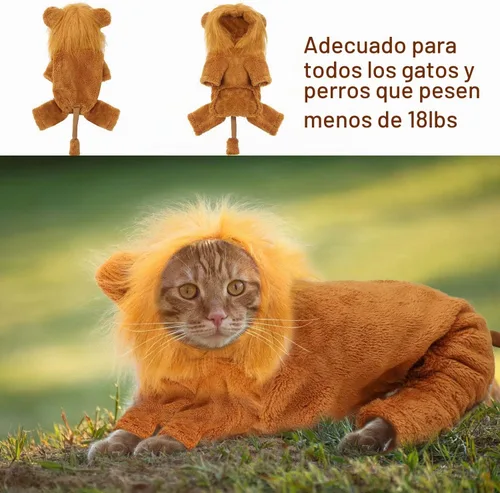 Vista 4 de Rypet Disfraz de león para perro, ropa para mascotas para fiesta de Halloween, simulación, trajes de mascotas de león para cosplay, ropa