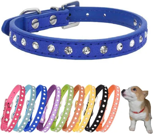 Vista 11 de Collares de perro con diamantes de imitación para perros pequeños, collar de cachorro con diamantes de imitación para niñas, bonito collar de gato