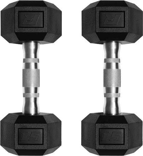 Vista 11 de RitFit Juego de mancuernas hexagonales revestidas de PVC de 5 a 650 libras con estante opcional para gimnasio en casa, peso de mano con mango