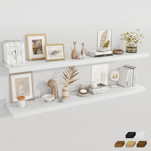 Vista 36 de Fun Memories Pequeños estantes flotantes para pared, estantes cuadrados de pared de 8 pulgadas con soportes invisibles, estantes negros para baño