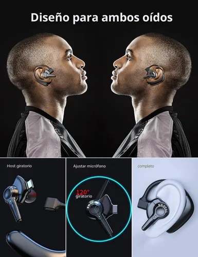 Vista 4 de emotal Auricular Bluetooth con cancelación de ruido AI con micrófono dual para teléfonos celulares, 10 días de espera, 30 horas de tiempo