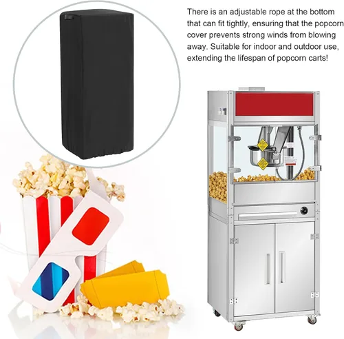 Vista 3 de Cubierta para máquina de palomitas de maíz 420D, cubierta de carrito de palomitas a prueba de polvo con diseño de cordón ajustable y resistente al