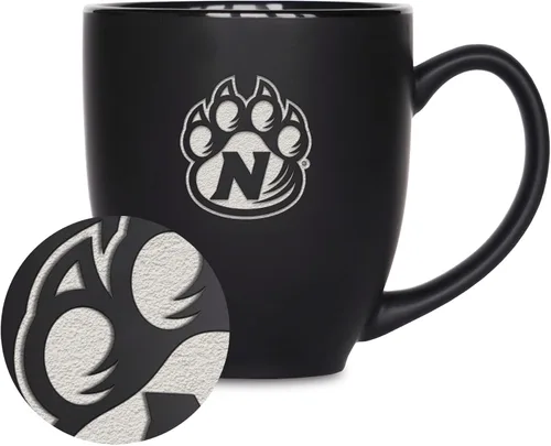 Vista 50 de Rico Industries - Taza de cerámica mate negra con grabado láser estándar de 15oz para NCAA (escuelas T & U) - Para bebidas calientes o frías