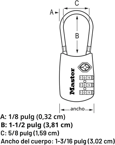 Vista 6 de Master Lock 4688D Candado para Equipaje con Combinación Personalizable Aprobado por TSA, 1 Unidad, Plateado