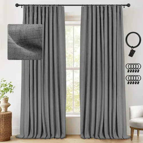 Vista 30 de INOVADAY Cortinas térmicas para puerta corredera 100% opacas para dormitorio, cortinas de puerta corrediza de vidrio extra anchas para patio, lino