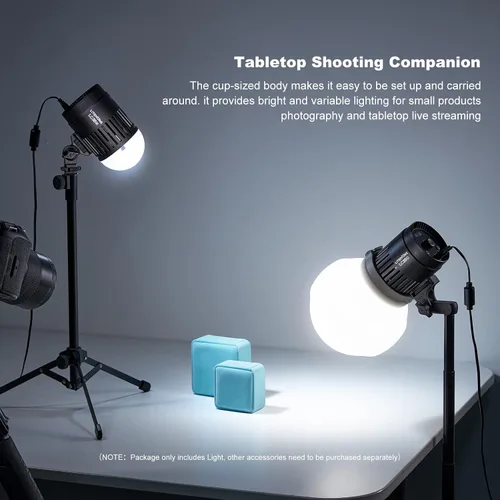 Vista 2 de Godox Litemons - Luz LED de mesa con soporte y cable de alimentación, 3200K-6500K 38W luz de video LED bicolor, CRI 95+/TLCl 96+, 11 efectos de luz