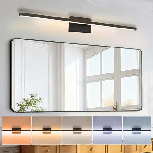 Vista 9 de Aosclex Luces de baño de 16 pulgadas sobre el espejo, giratorias, 12 W, 1080 lúmenes, 5CCT, ajustables (2700 K a 6000 K), lámparas LED regulables