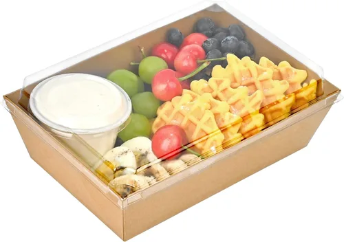 Vista 7 de Ocmoiy Cajas de papel para embutidos con tapas transparentes, 8 x 6 Marrón