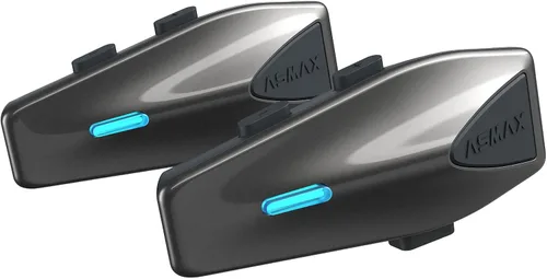 Vista 9 de ASMAX S1 - Auriculares Bluetooth para motocicleta con control de voz inteligente, sistemas de comunicación de casco de malla, cancelación