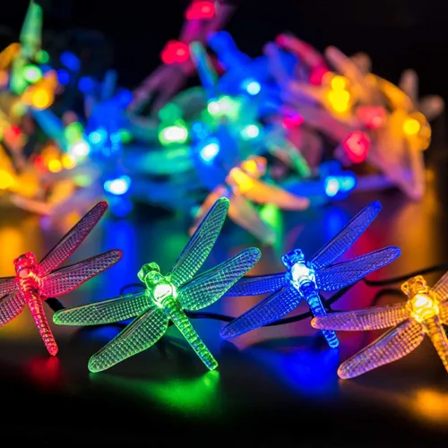 Vista 10 de Tira de luces solares con forma de globo, 31 pies, 50 luces LED para exteriores, impermeables, 8 modos, luces solares de patio para césped, jardín