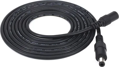 Vista 2 de Paquete de 2 unidades de cable de extensión de enchufe CC negro de 0.217 in x 0.098 in, cable de extensión de CC, conector macho de 0.217 in x 0.098
