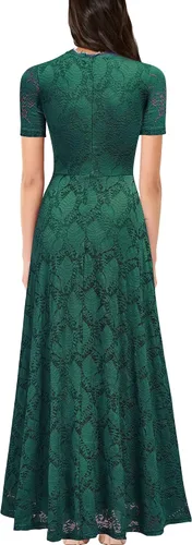 Vista 2 de REPHYLLIS Vestido largo de dama de honor formal vintage de encaje retro para mujer