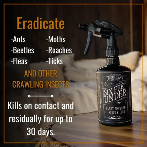 Vista 3 de Dr. Killigan's Six Feet Under Plant Powered Insect Killer Spray Control natural de plagas de interior Pulgas, polillas de despensa y ropa