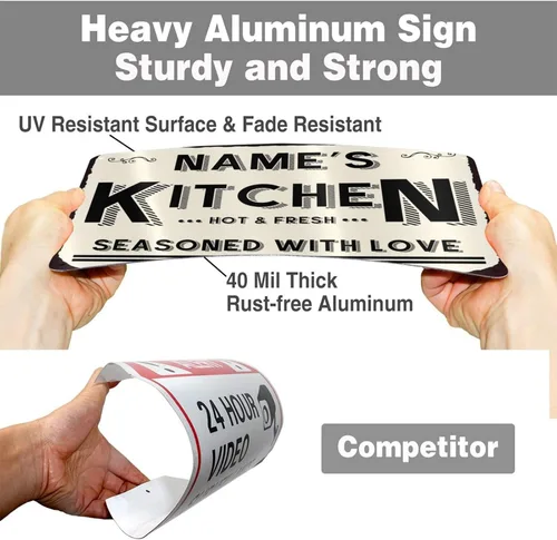 Vista 5 de Letreros de cocina personalizados con nombre personalizado, letrero de cocina condimentado con amor, letrero de cocina para decoración del hogar