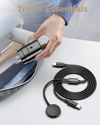 Vista 6 de 2 en 1 para Samsung Watch y cargador de teléfono y cargador rápido USB C de Negro