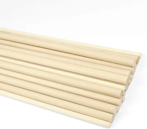 Vista 4 de 20 varillas de madera para manualidades, palos de madera natural sin terminar de 1/4 pulgadas / 2/5 pulgadas x 12 pulgadas
