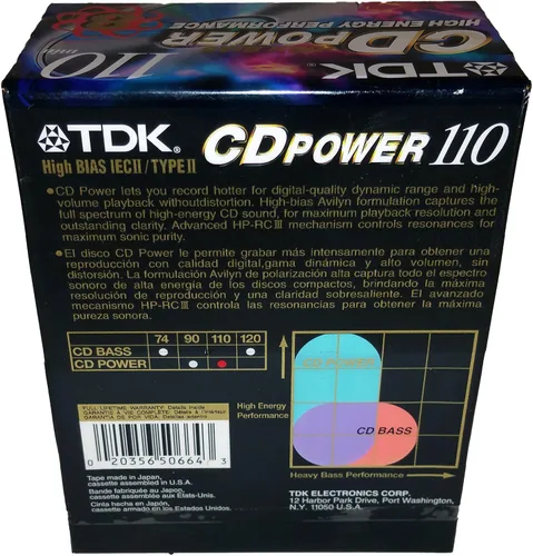 Vista 2 de TDK CD Power 110 - Cintas de audio en blanco de alto sesgo y alto rendimiento energético, paquete de 8