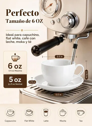 Vista 3 de Juego de tazas de café de porcelana con platillo, taza y platillo de Blanco