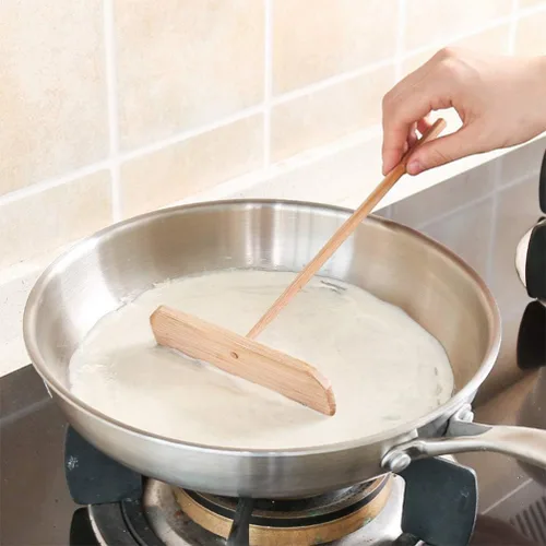 Vista 6 de 4 unids Pancake Raspador de madera Crepe hacer herramienta Pancake Spreader Herramientas de cocina Esparcidor de crepé