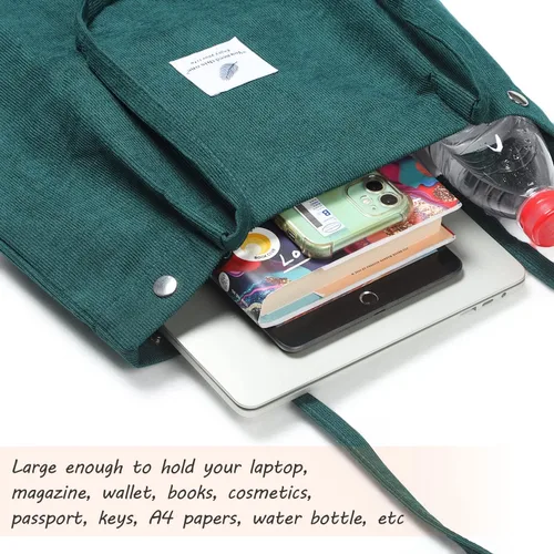 Vista 3 de WantGor Bolso de mano o de hombro de pana y de gran capacidad para mujer