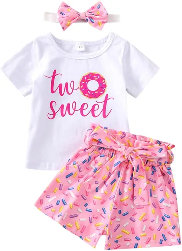 Vista 54 de Conjunto de ropa de cumpleaños para bebé niña pequeña, camiseta de manga larga, pantalones de campana, diadema