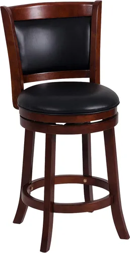 Vista 9 de Homelegance Taburetes giratorios tapizados de altura de barra con respaldos, Taburetes de bar de cuero sintético, 30 pulgadas de altura del asiento