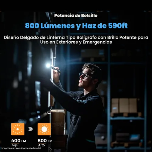 Vista 3 de Favourlite - Lámpara recargable con zoom de 800 lúmenes, color negro, 6.10 pulgadas