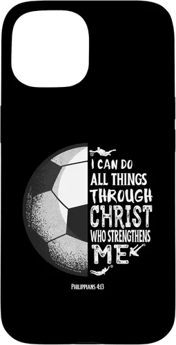 Vista 6 de Funda para iPhone 17 con versículo bíblico de fútbol Christian Sayings Philippians 4:13