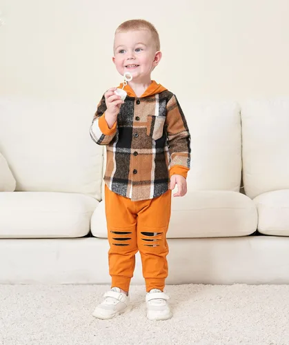Vista 30 de Conjunto de ropa para bebés y niños pequeños, camisa con capucha y pantalones deportivos para otoño e invierno