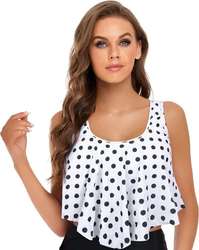 Vista 4 de Edelqual Traje de baño tankini para mujer, traje de baño con volantes