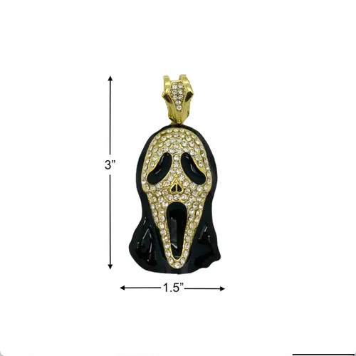 Vista 2 de Shiny Jewelers USA COLGANTE DE CADENA PARA HOMBRE ICED OUT RAPPER MASK HIP HOP CAJA DE 24 pulgadas, CUBANO, COLLAR DE CADENA DE CUERDA, Metal