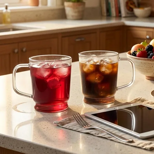 Vista 2 de Aquach - Juego de 2 tazas de vidrio transparente de 16 onzas, tazas de té grandes para café Apta para lavavajillas/microondas, vidrio