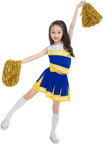 Vista 5 de Disfraz de uniforme de animadora de 2 piezas para niñas pequeñas, disfraz completo para cosplay