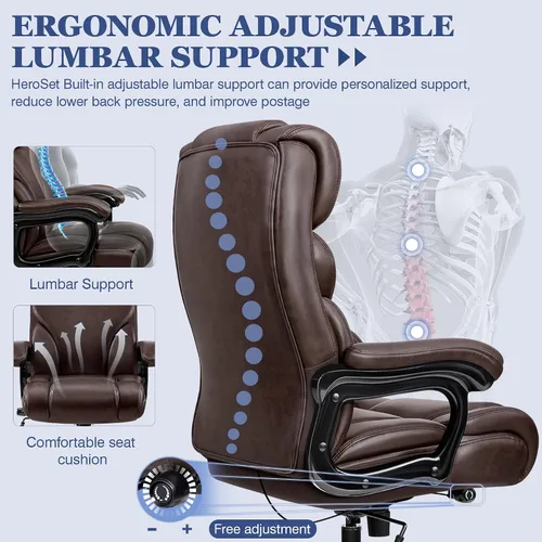Vista 4 de Office Chair, Ergonomic Big and Tall 500lbs Computer Desk Chairs, Heavy Duty Executive Breathable Leather Chair with Adjustable High Back, Lumbar