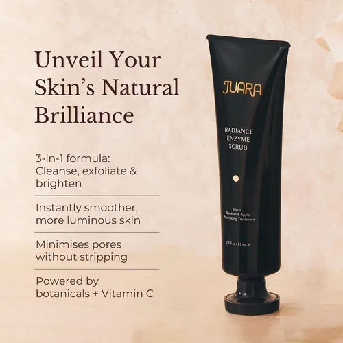 Vista 3 de JUARA Radiance Enzyme Scrub - Exfoliante facial con enzimas de manzana y cuentas de bambú - Exfoliante facial iluminador minimiza los poros
