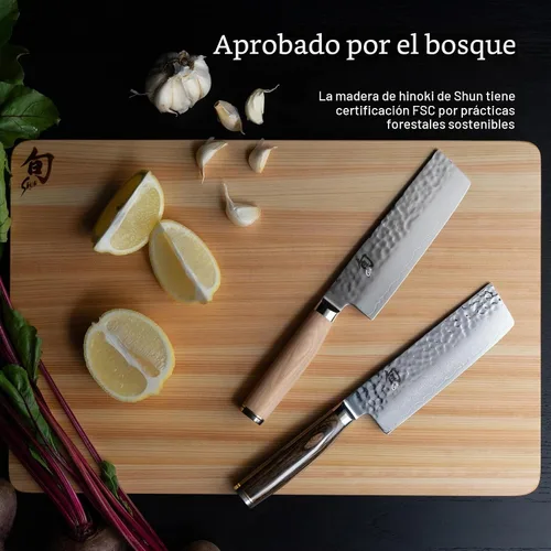 Vista 6 de Shun Cutlery - Tabla de cortar pequeña Hinoki, 10.75" x 8.25" pequeña tabla de cortar japonesa de madera para cocina, madera medianamente suave que