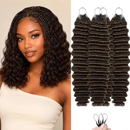 Vista 48 de Human Braiding Hair for Boho Braids 20inch Curly Wave Bulk Bundles 1B (A)1B