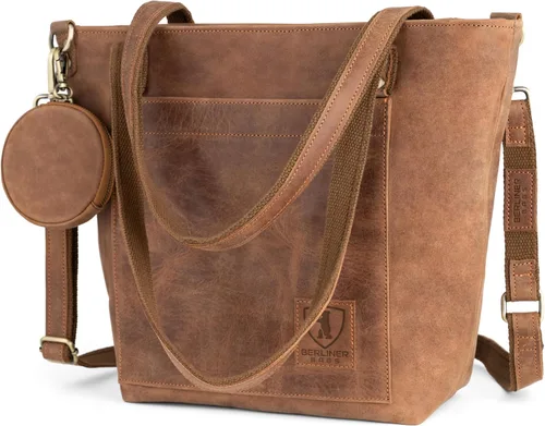Vista 11 de BERLINER BAGS Bolso tote vintage de cuero genuino Verona, bolso de mano, comprador grande, bolsa de trabajo para mujer