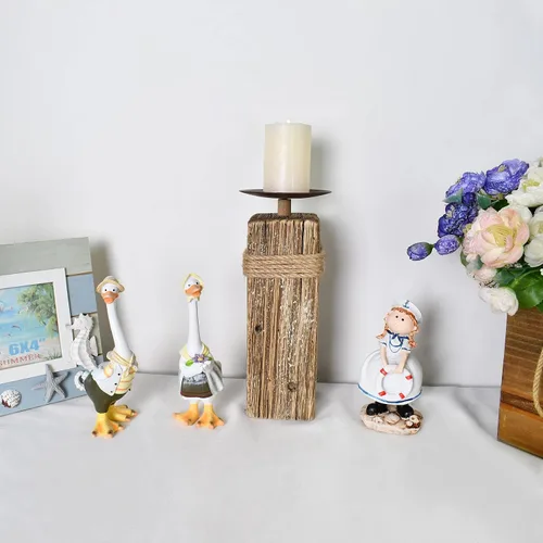 Vista 3 de Portavelas de madera para velas de pilar – Portavelas rústico de Navidad para chimenea, mesa, mesa de boda, mantel de mesa de Navidad de madera