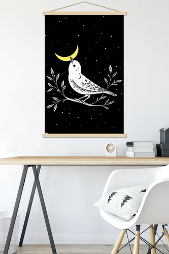 Vista 5 de Trends International Dibujo episódico - Póster de pared de pájaro lunar con marco magnético