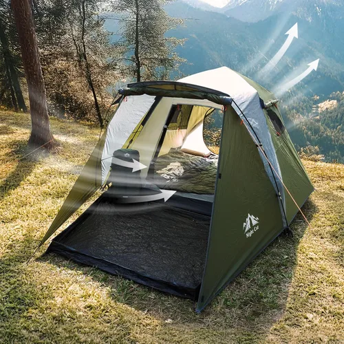 Vista 4 de Night Cat Tienda de campaña tipo cabaña con vestíbulo: Tienda de 3 personas, de armado automático, de doble capa, impermeable, montaje rápido y fácil