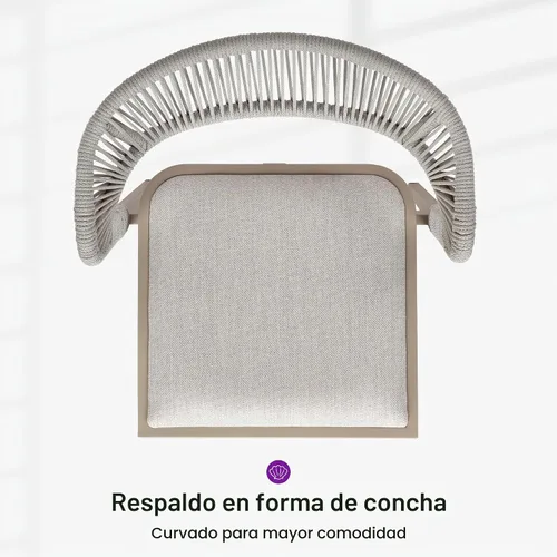 Vista 6 de PURPLE LEAF Silla de comedor para patio al aire libre 2 con cojines integrados, color champán