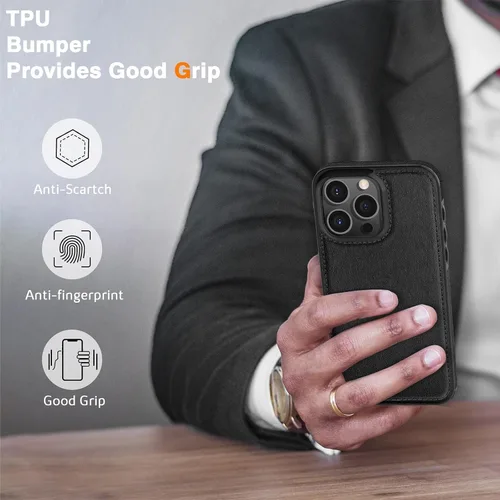 Vista 6 de LOHASIC MagSafe, funda de piel sintética suave y magnética para iPhone 15 Pro, de piel sintética, para hombres y mujeres, funda delgada de diseñador