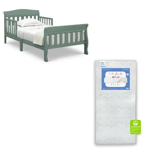 Vista 16 de Delta Children Canton - Cama para niños pequeños, albaricoque + colchón Delta Children Twinkle Galaxy de doble cara con núcleo de fibra reciclada