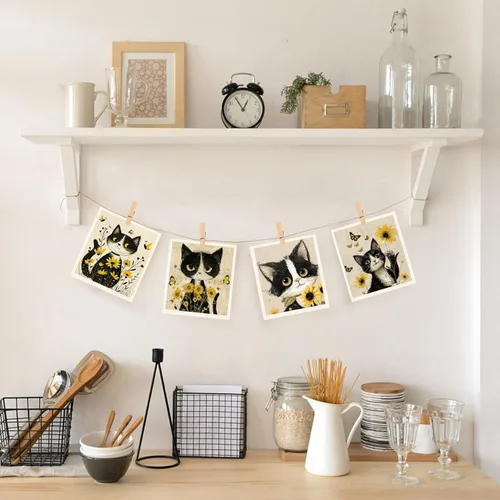 Vista 5 de Paños de cocina suecos para cocina, paños de esponja de celulosa, toallas de papel reutilizables que no rayan, trapos de cocina biodegradables