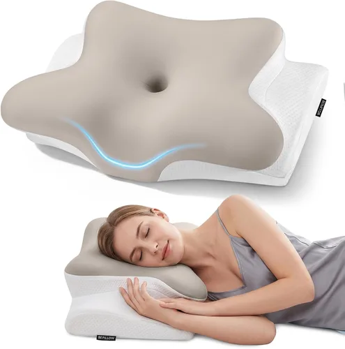 Vista 8 de Almohada cervical para aliviar el dolor de cuello, almohada cervical ergonómica para dormir, almohada de contorno para dormir de lado para soporte